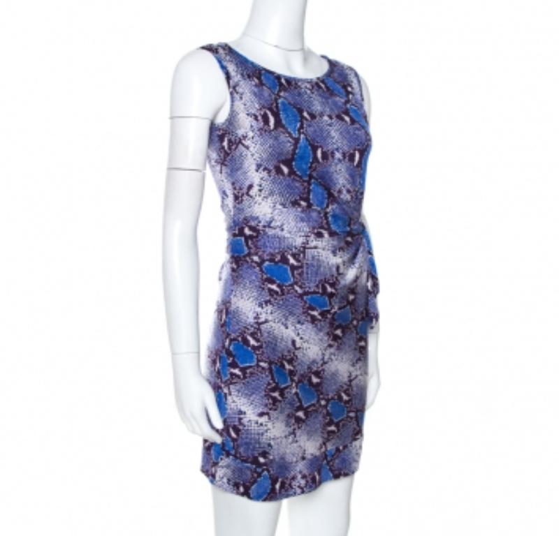 Diane von Furstenberg Blaues Python Print Seidenjersey Della Kleid XS im Angebot 1