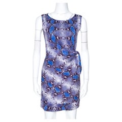 Diane Von Furstenberg Blue Python Print Silk Jersey Della Dress XS