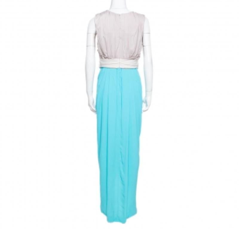 Diane von Furstenberg Blue Sateen & Crepe Wrap Effect Darleena Dress S In Good Condition For Sale In Dubai, Al Qouz 2