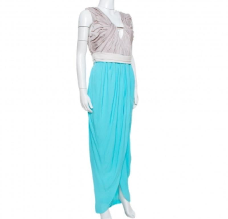 Diane von Furstenberg Blue Sateen & Crepe Wrap Effect Darleena Dress S For Sale 1