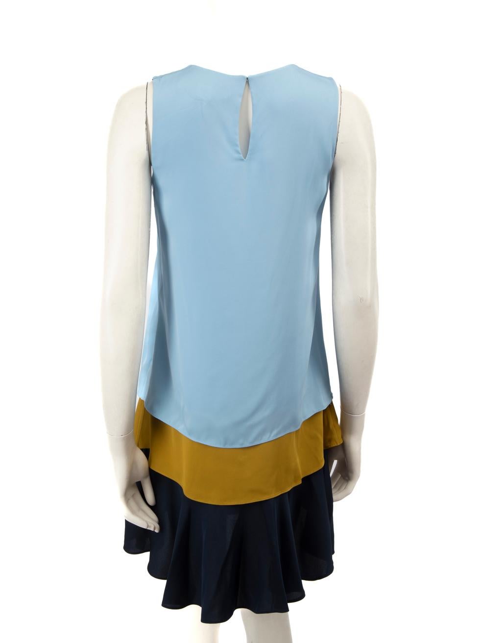 Gray Diane Von Furstenberg Blue Silk Panel Detail Dress Size S For Sale