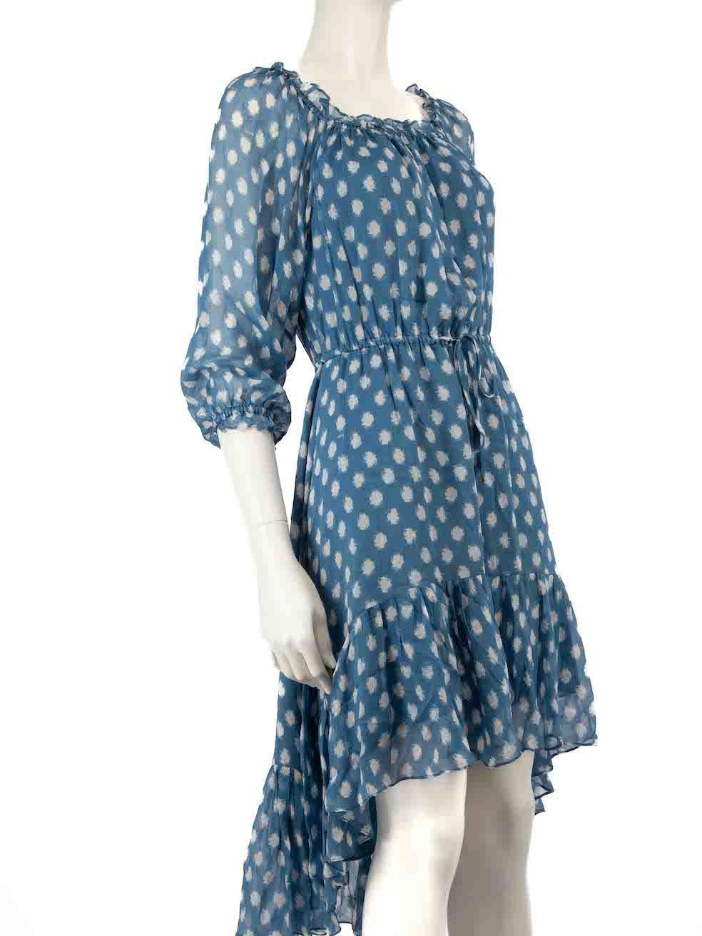 CONDITION is Very good. Minimal wear to the dress is evident. Minimal wear to the front below the waistline is seen with a pull to the weave on this used Diane Von Furstenberg designer resale item.
 
 
 
 Details
 
 
 Blue x white
 
 Spot print
 
