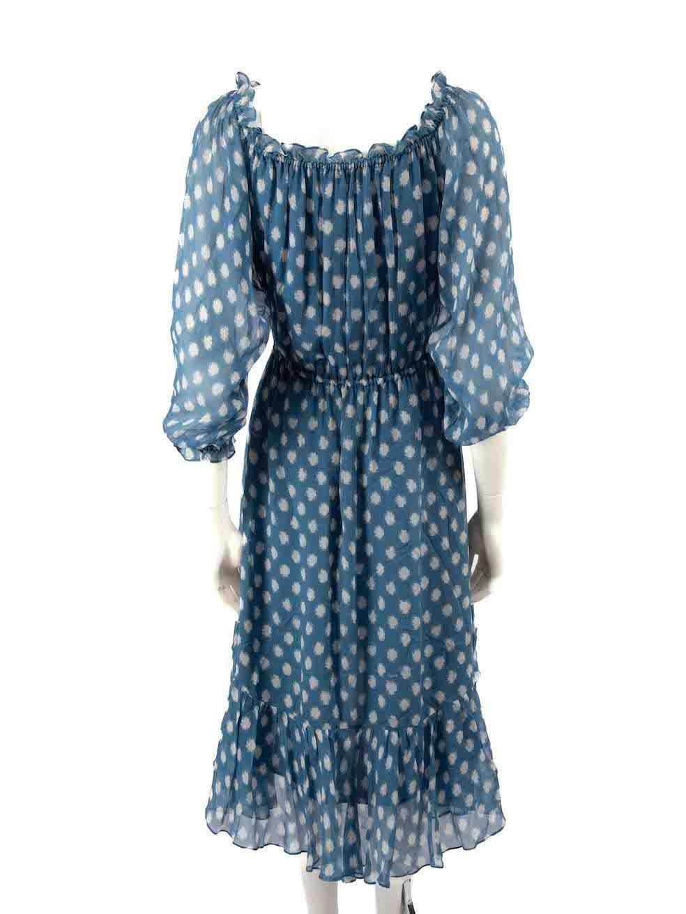 Diane Von Furstenberg Blue Silk Print Mini Dress Size M In Excellent Condition For Sale In London, GB