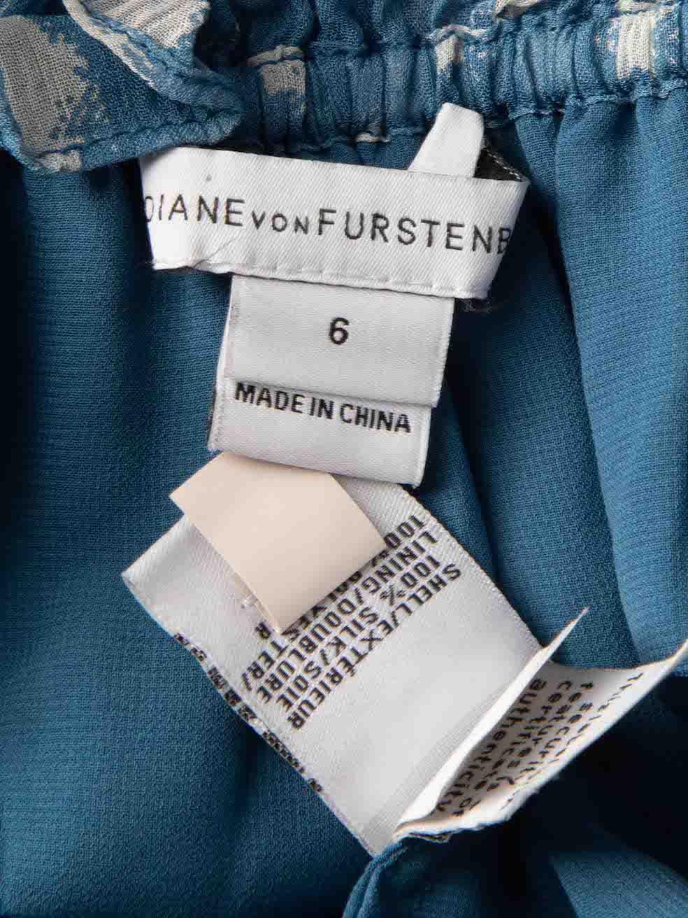 Diane Von Furstenberg Blue Silk Print Mini Dress Size M For Sale 1