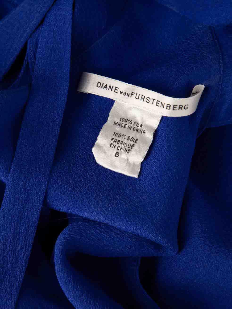 Diane Von Furstenberg Blue Silk Sleeveless Midi Dress Size M For Sale 4
