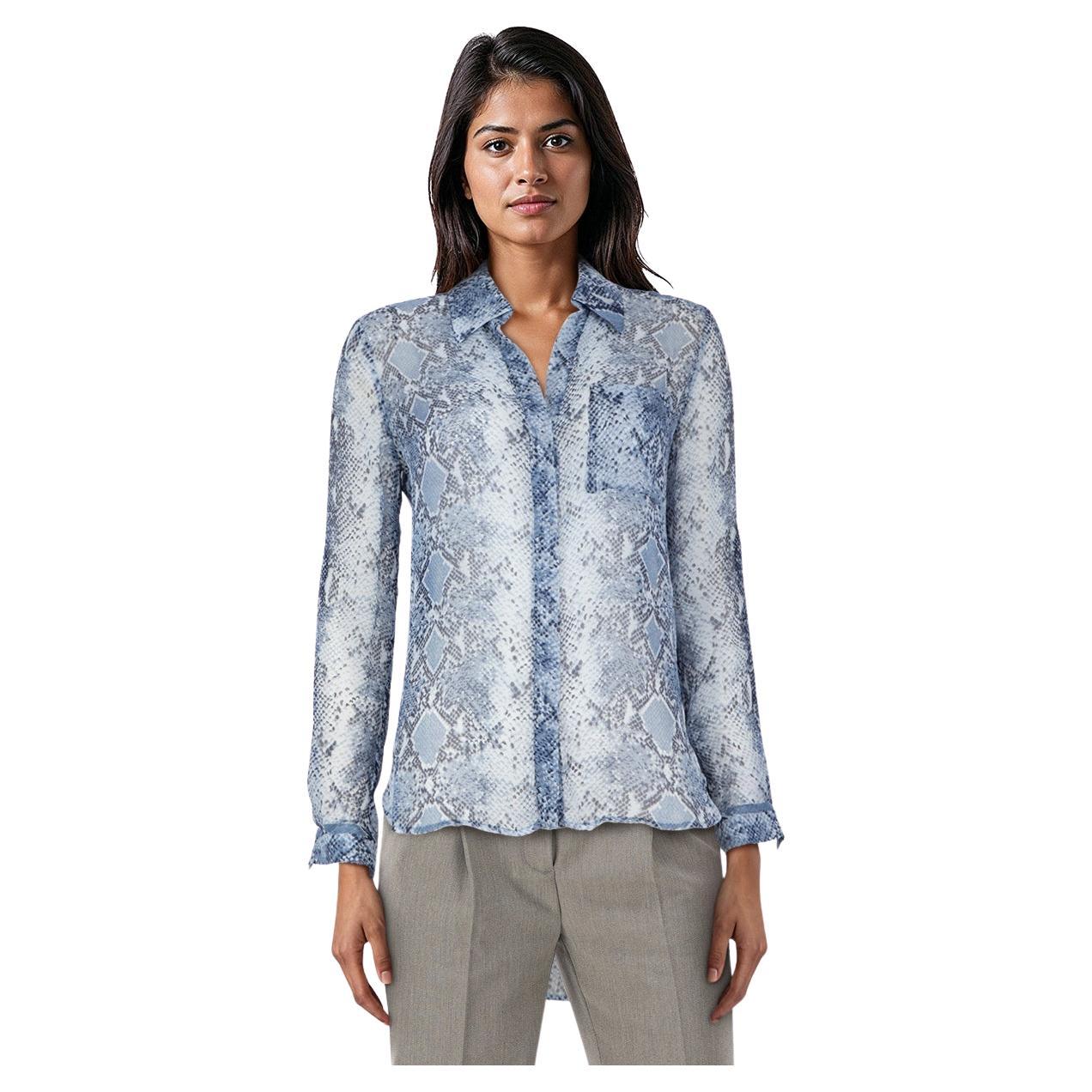 Diane von Furstenberg - Camicia con stampa serpente in seta blu - taglia XXS in vendita