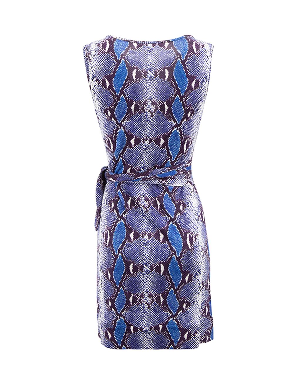 Gray Diane Von Furstenberg Blue Snakeskin Pattern Mini Dress Size XS For Sale