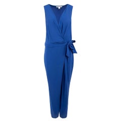 Diane von Furstenberg Blue Tie Waistband Sleeveless Jumpsuit Size XXL