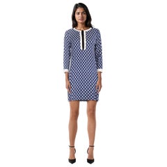 Diane Von Furstenberg Blue 
White Patterned Dress Size M