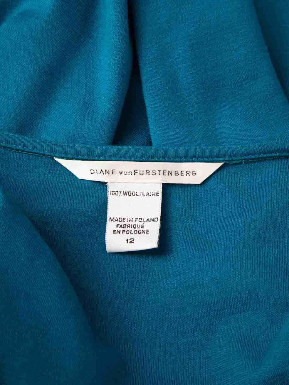 Diane Von Furstenberg Blue Wool Knee Length Dress Size XXL For Sale 2