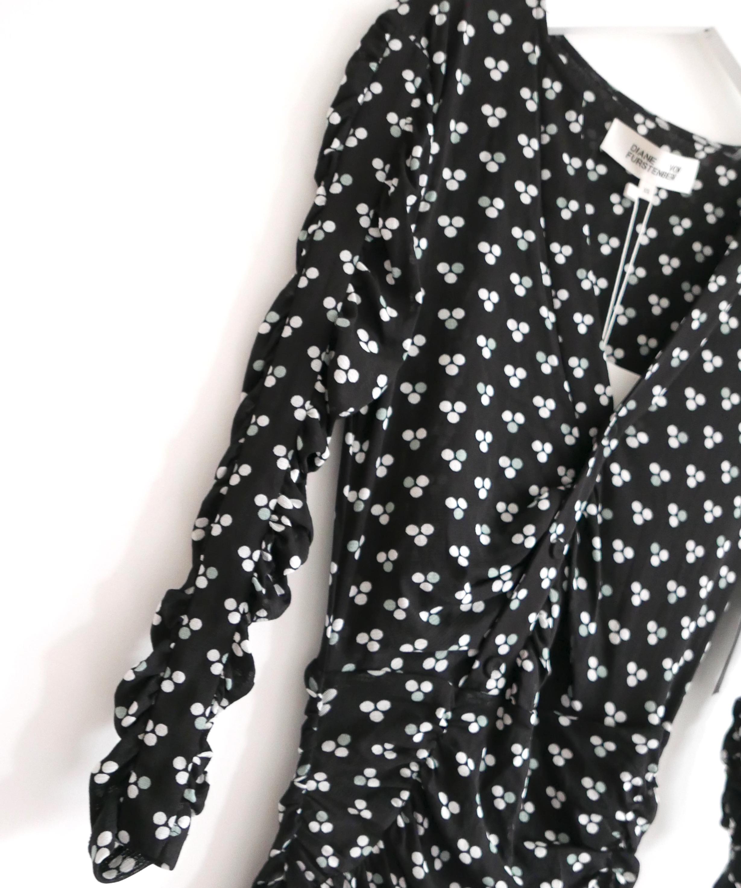 Black Diane Von Furstenberg Briella ruched mesh dress For Sale