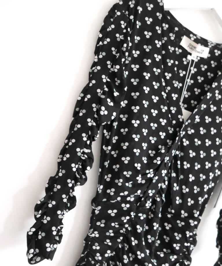 dvf briella ruched mesh dress Diane von Furstenberg Women's XS Briella Ruched Mesh Dress, Black