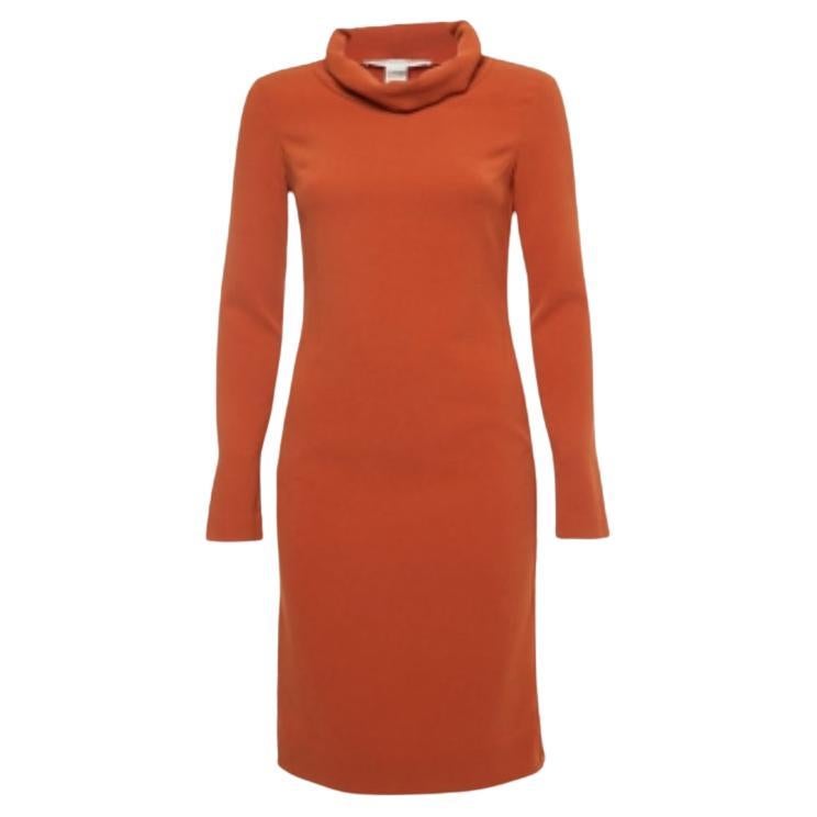 Diane von Furstenberg - Vestito corto con scollo a cappuccio in crêpe marrone S in vendita