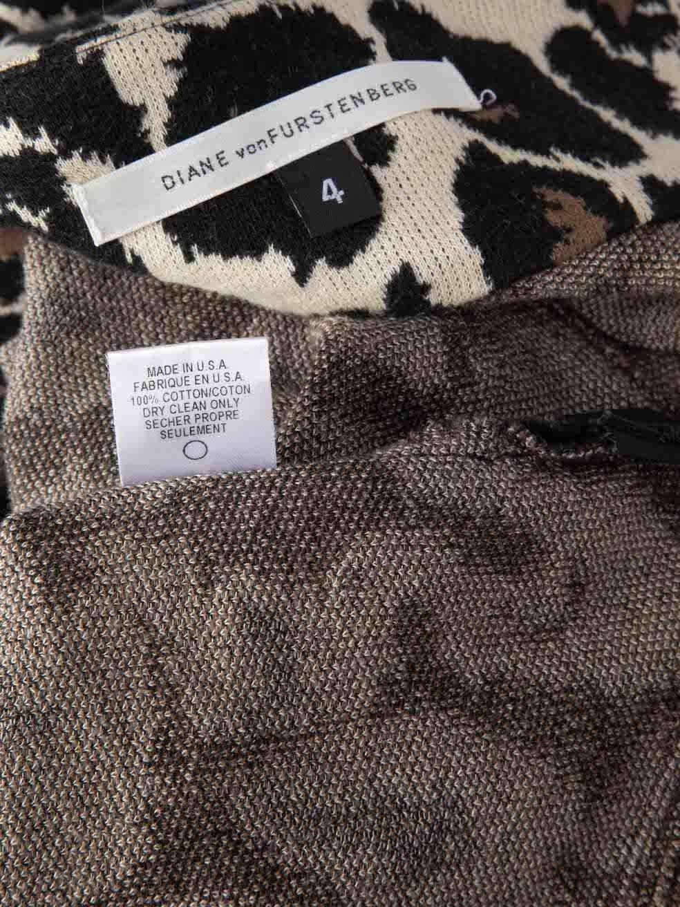 Diane Von Furstenberg Brown Leopard Pencil Skirt Size S For Sale 1