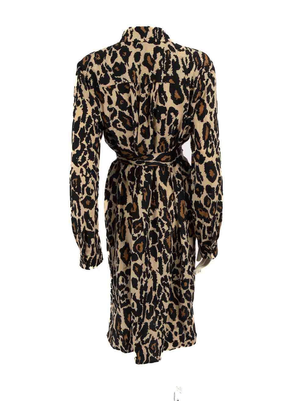 Diane Von Furstenberg Brown Leopard Print Shirt Dress Size XL In Good Condition For Sale In London, GB