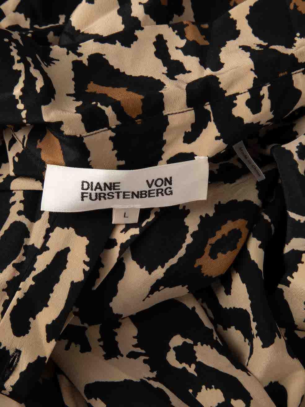 Women's Diane Von Furstenberg Brown Leopard Print Shirt Dress Size XL For Sale