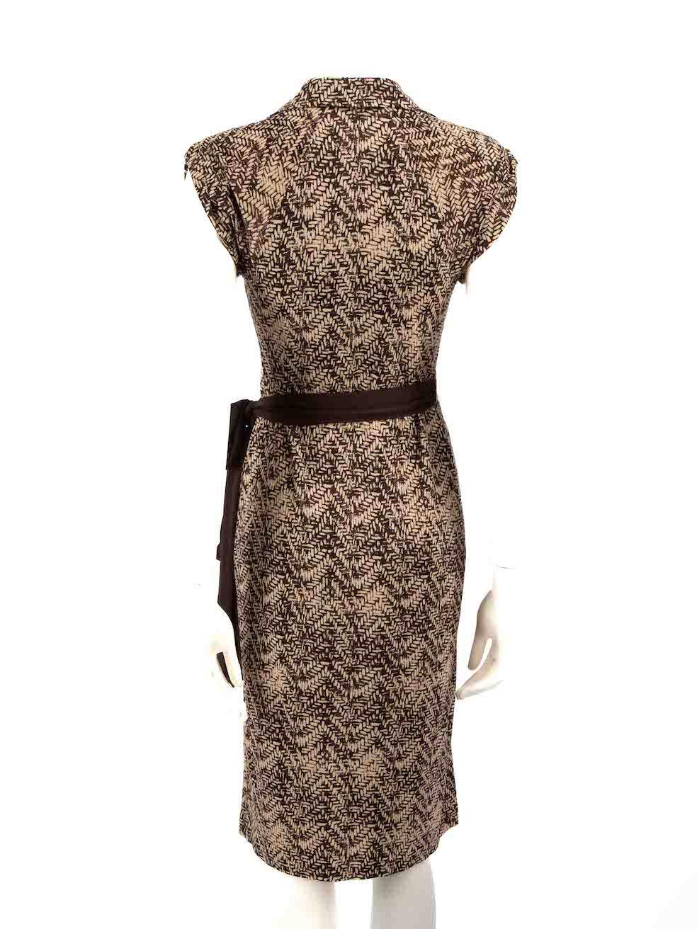 Marron Diane von Furstenberg Robe portefeuille imprimée Brown Taille S en vente