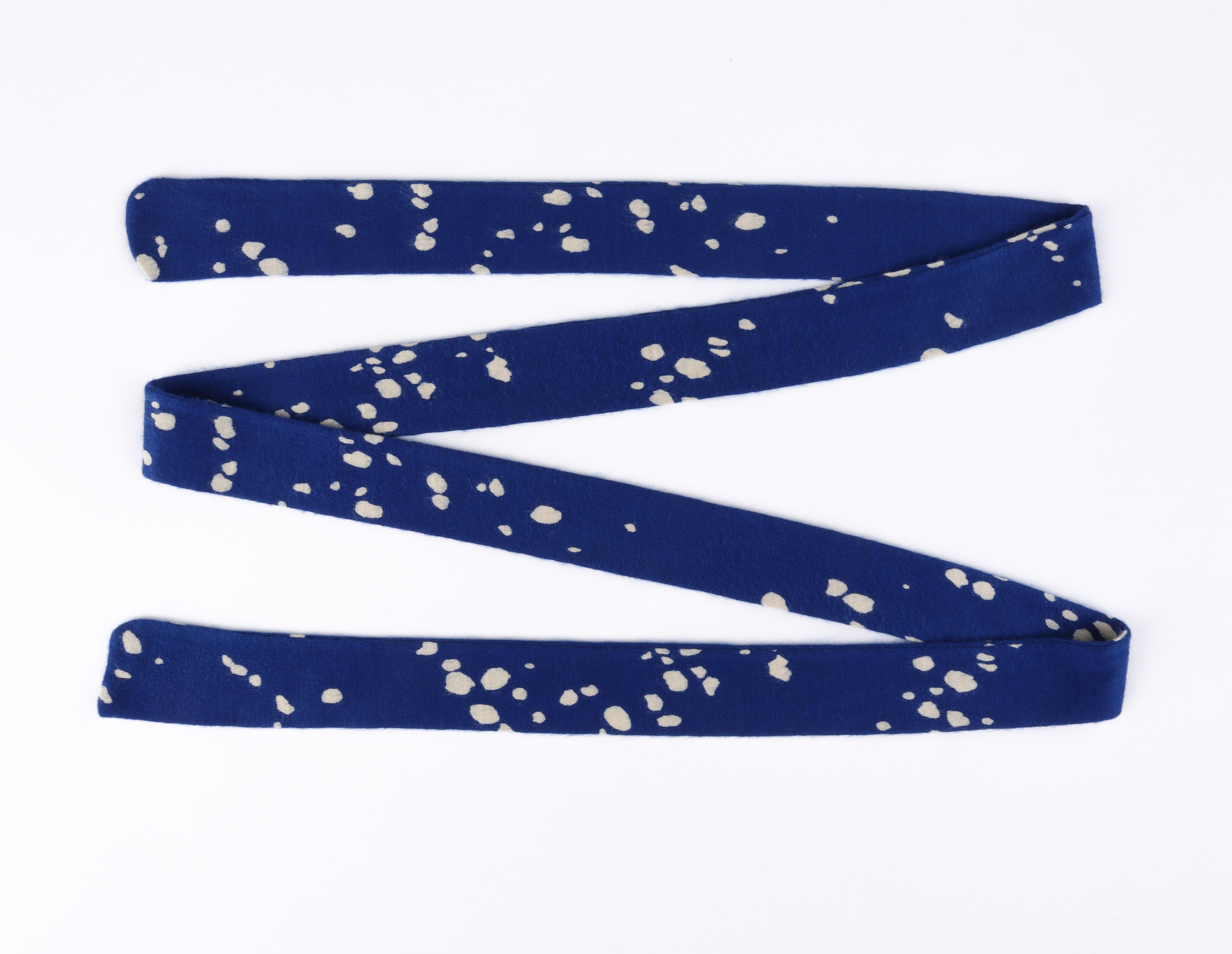DIANE Von FURSTENBERG c.1970's Blue White Speckled Belted Long Sleeve Dress 4