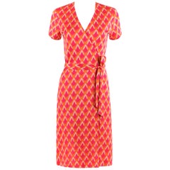 DIANE VON FURSTENBERG c.1970's DVF Abstract Print Silk Jersey Iconic Wrap Dress