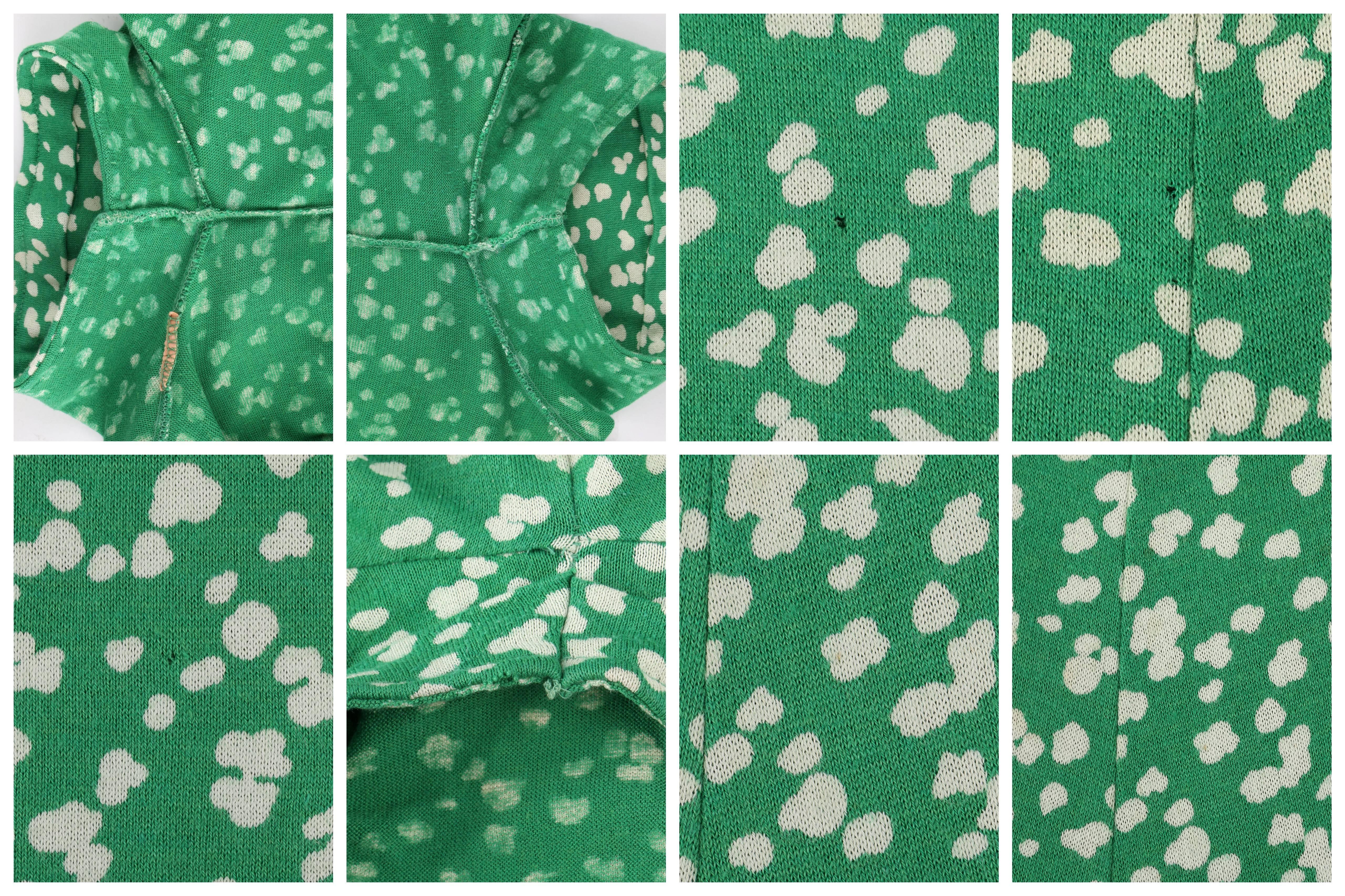 Women's DIANE VON FURSTENBERG c.1970's DVF Green Abstract Dot Print Knit Shift Dress