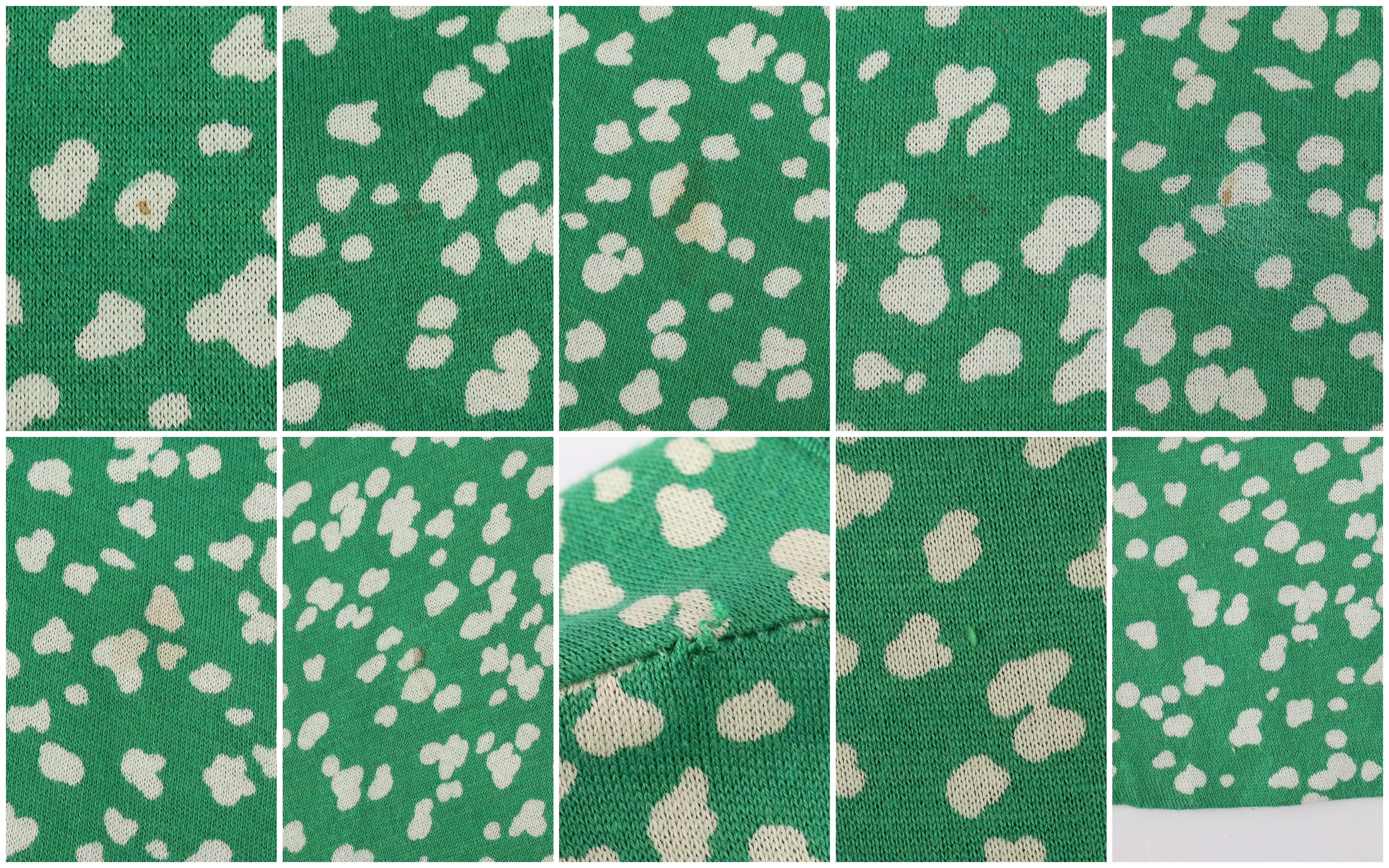 DIANE VON FURSTENBERG c.1970's DVF Green Abstract Dot Print Knit Shift Dress 1