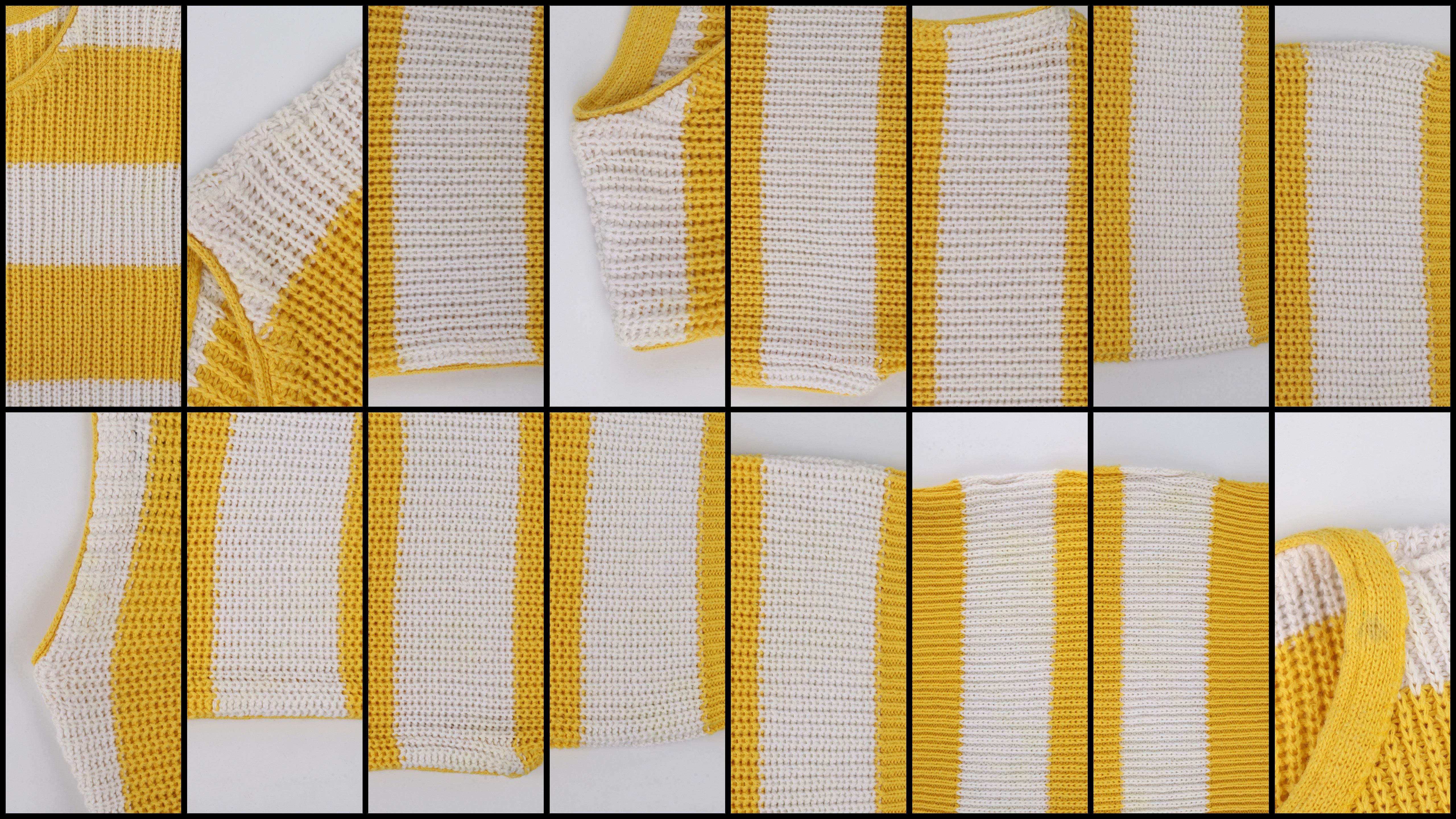 DIANE VON FURSTENBERG c.1980s Yellow White Striped Knit Sleeveless Sweater Top For Sale 2