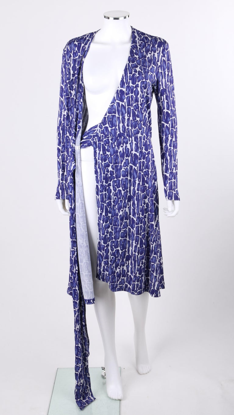 diane von furstenberg dionise abstract silk dress DIANE VON FURSTENBERG c.1970's DVF Abstract Print Silk Jersey Iconic Wrap  Dress