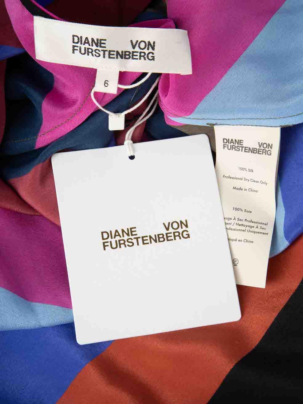 Women's Diane Von Furstenberg Carson Striped Wrap Dress Size M For Sale