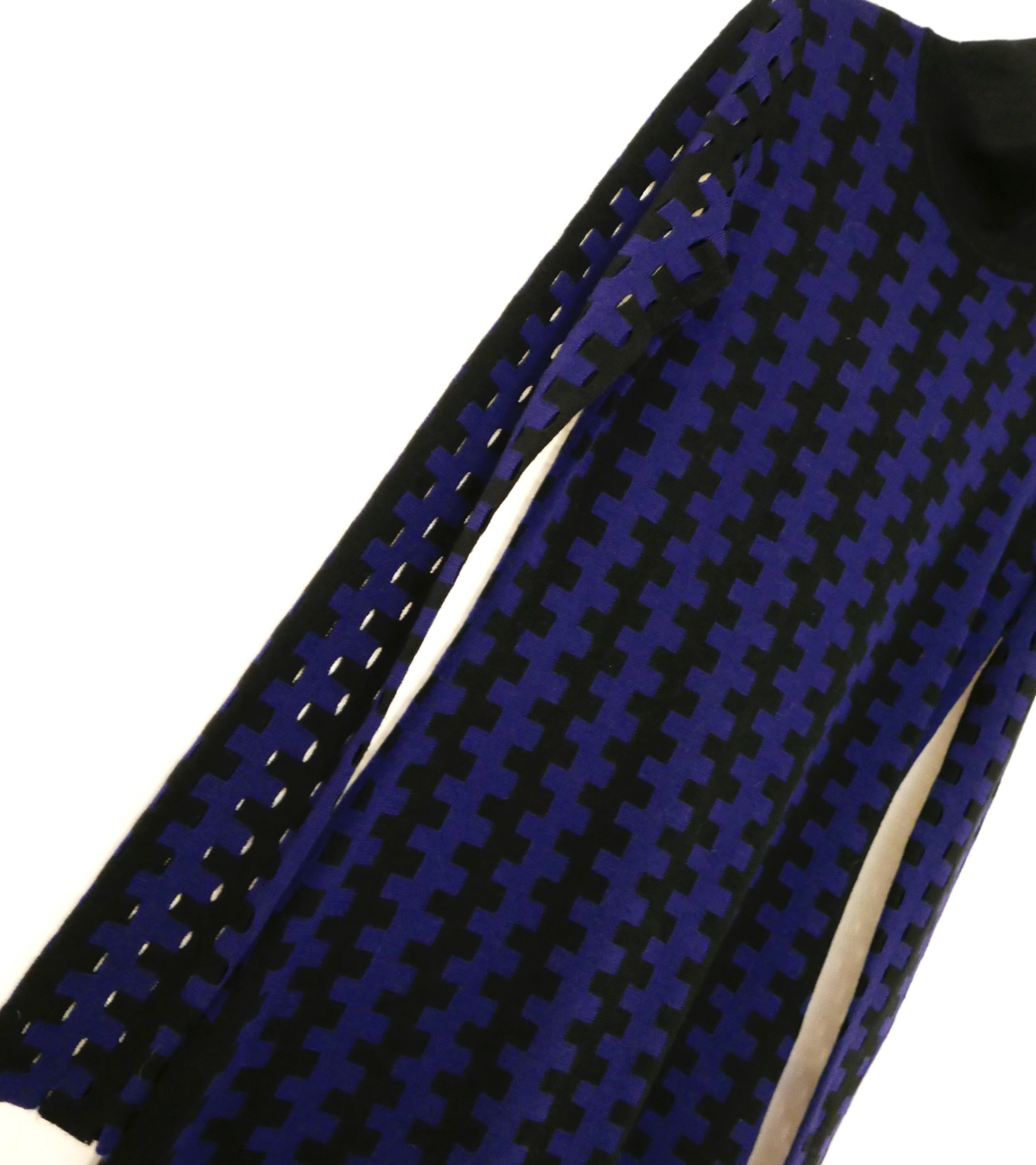 Black Diane Von Furstenberg Check Knit Dress For Sale