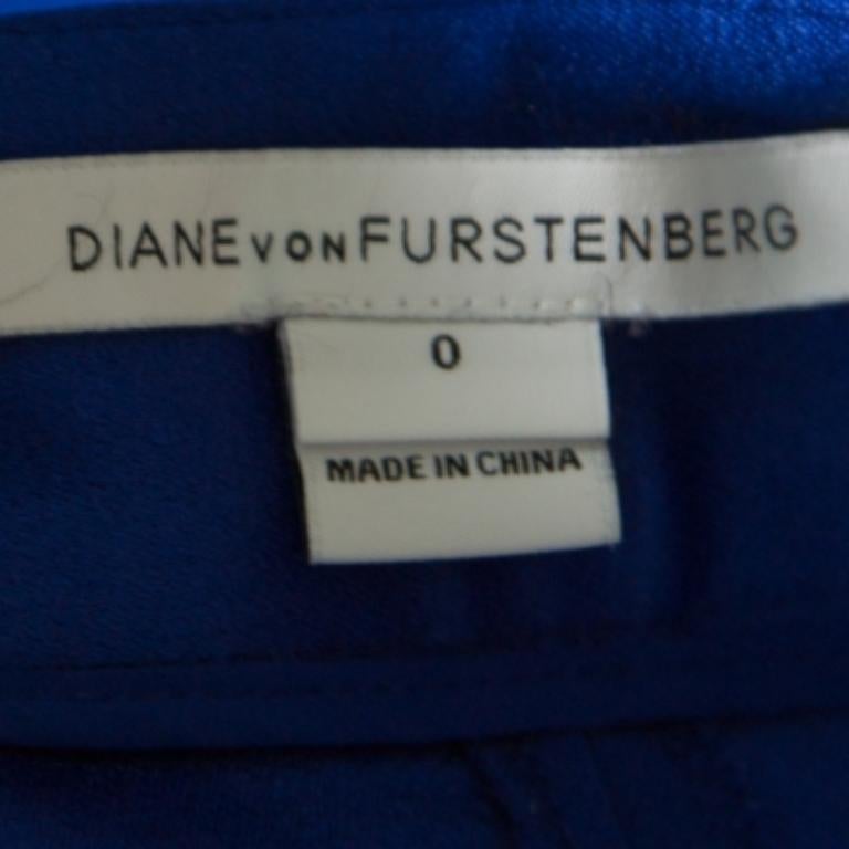 Donna Diane von Furstenberg - Pantaloni lunghi in crepe blu cobalto XS in vendita