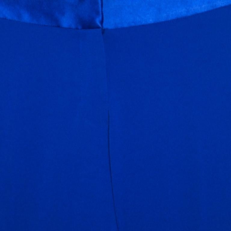 Diane von Furstenberg - Pantaloni lunghi in crepe blu cobalto XS in vendita 1