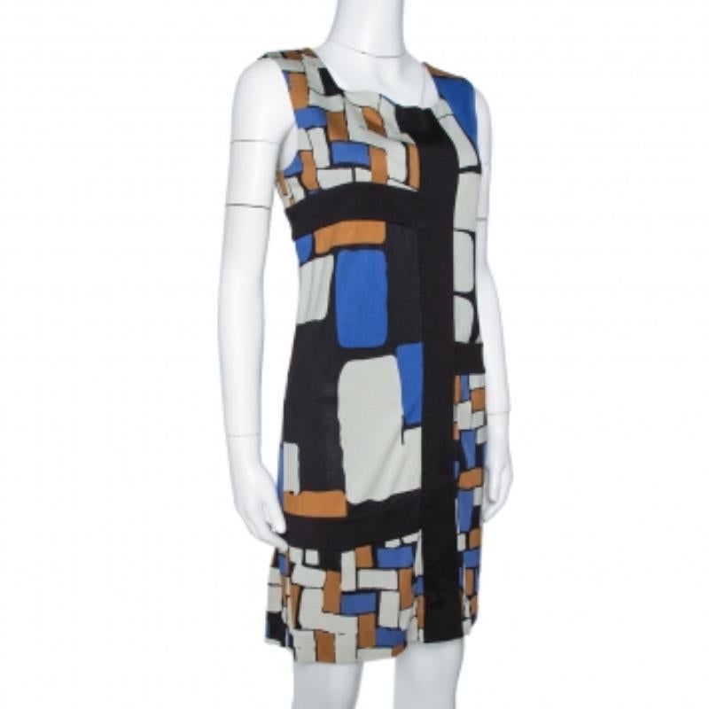Grigio Diane von Furstenberg - Vestito a turni in seta Mondrian con stampa a blocchi di colore - S in vendita
