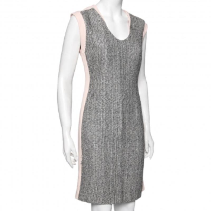 Gris Diane von Furstenberg - Robe Katherine en crêpe et tweed à empiècements colorés M en vente