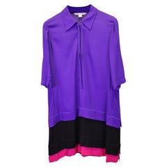 Diane Von Furstenberg Colorblock Layered Shirt Dress in Multicolor Viscose