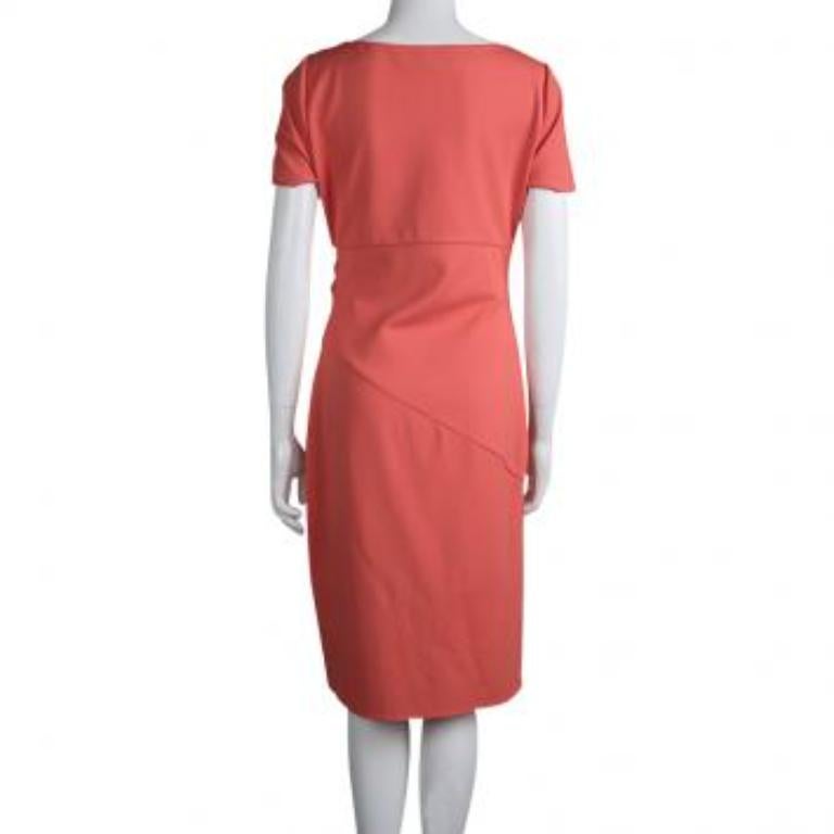Diane von Furstenberg Koralle Rotes gerafftes Bevina-Kleid aus Stretch-Kurzgeflecht L im Angebot 6