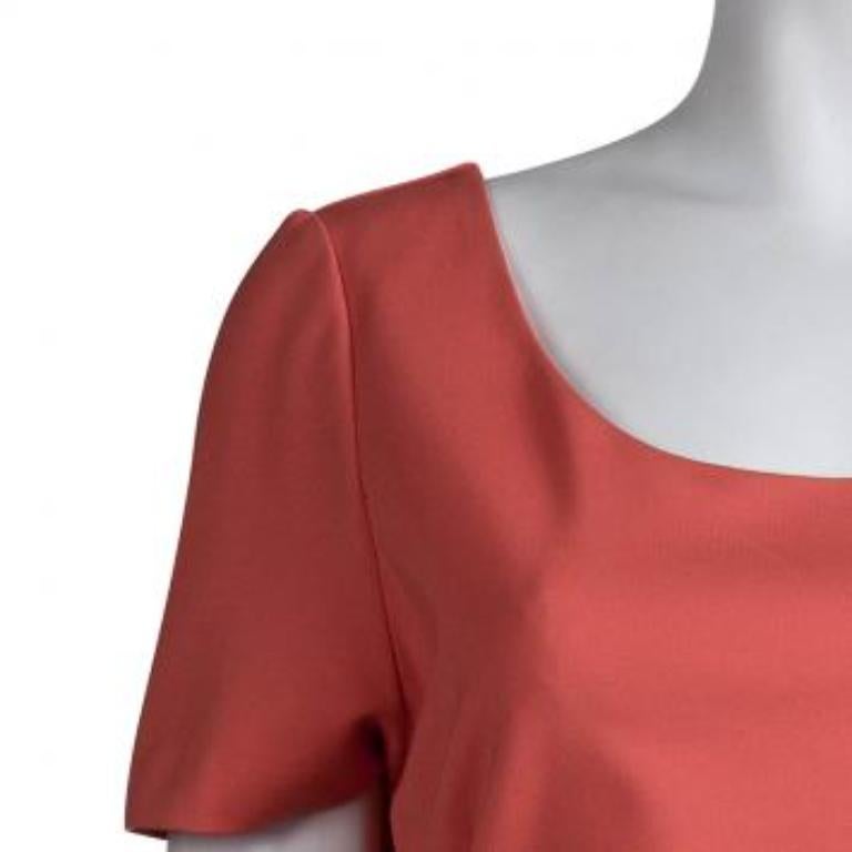 Diane von Furstenberg Koralle Rotes gerafftes Bevina-Kleid aus Stretch-Kurzgeflecht L im Angebot 1