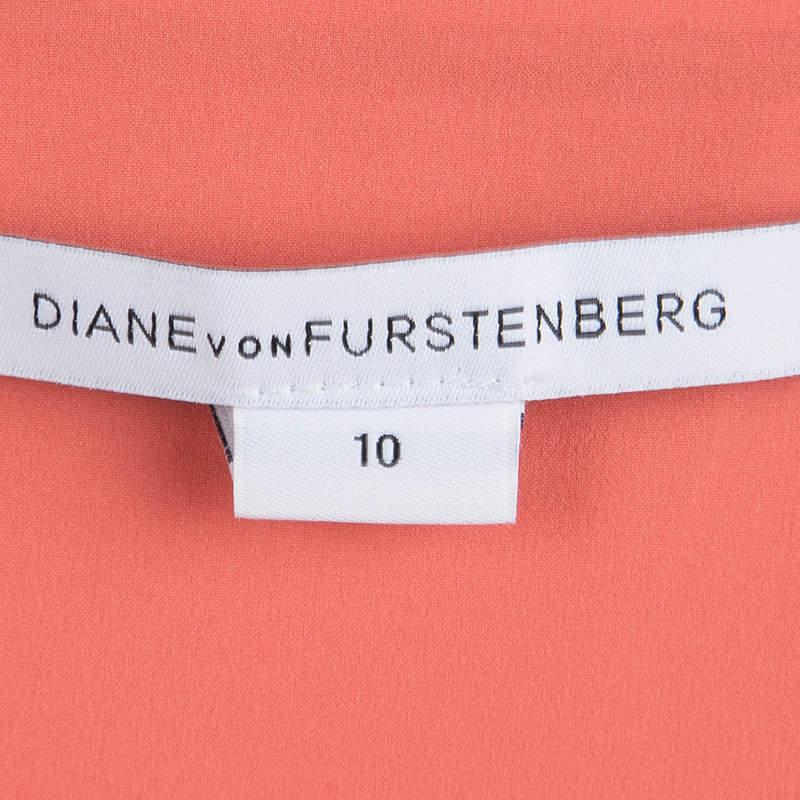 Diane von Furstenberg Coral Red Stretch-Cady Gathered Bevina Dress L For Sale 1