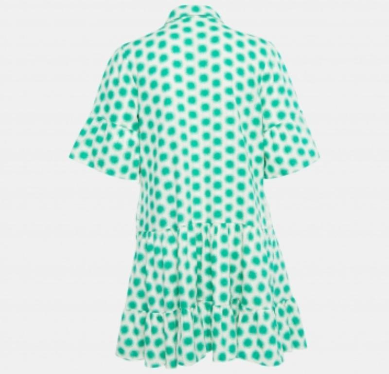 Blu Diane von Furstenberg - Mini abito in cotone stampato in crema e verde con bottoni davanti M. in vendita