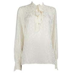 Diane von Furstenberg - Camicetta in jacquard con labbra color crema - Taglia L.