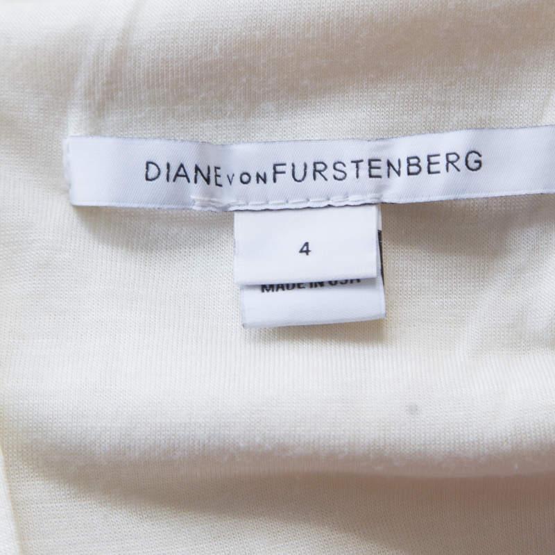Women's Diane Von Furstenberg Cream Long Sleeve Zarita Lace Dress S For Sale