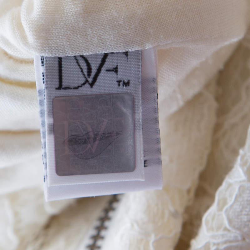 Diane Von Furstenberg Cream Long Sleeve Zarita Lace Dress S For Sale 2