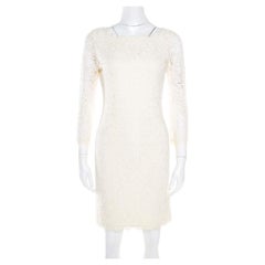 Used Diane Von Furstenberg Cream Long Sleeve Zarita Lace Dress S
