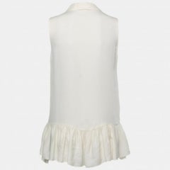 Diane Von Furstenberg Cream Silk Sleeveless Ruffled Hem Top S