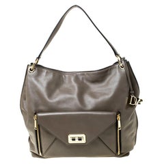 Diane Von Furstenberg Dark Khaki Leather Shoulder Bag