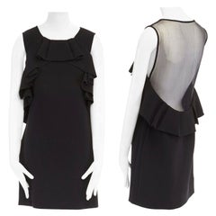 DIANE VON FURSTENBERG DVF Pandora black ruffle sheer back cocktail dress US4 S