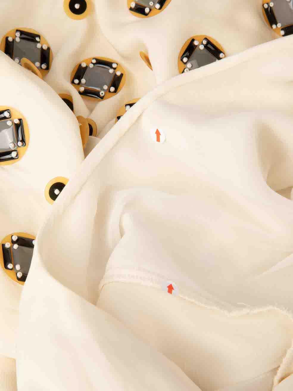 Women's Diane Von Furstenberg Ecru Silk Embellished Top Size S For Sale