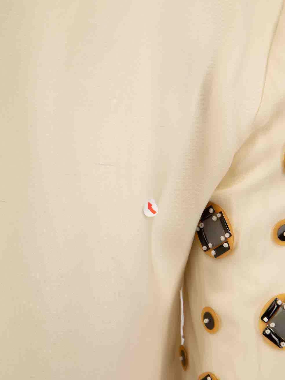Diane Von Furstenberg Ecru Silk Embellished Top Size S For Sale 3