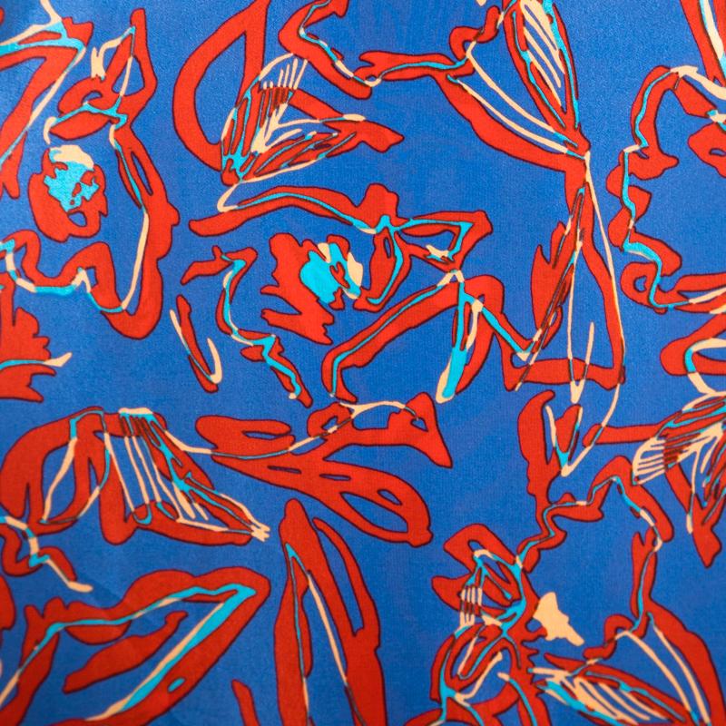 Gray Diane Von Furstenberg Elsden Printed Silk Asymmetric Layered Maxi Skirt S