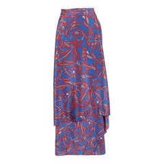 Diane Von Furstenberg Elsden Printed Silk Asymmetric Layered Maxi Skirt S