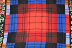 Diane Von Furstenberg "Floral & Multi Plaid" Silk Scarf